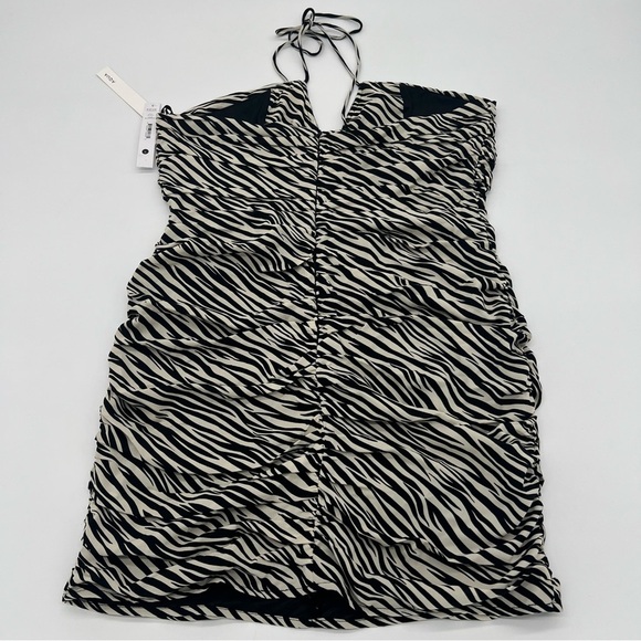 Aqua Zebra Print Ruched Halter Dress – Size L – NWT - Picture 8 of 11